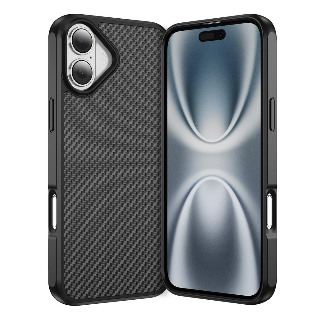 For iPhone 17 Case Carbon Fiber Texture PC+TPU Phone Cover Compatible with MagSafe