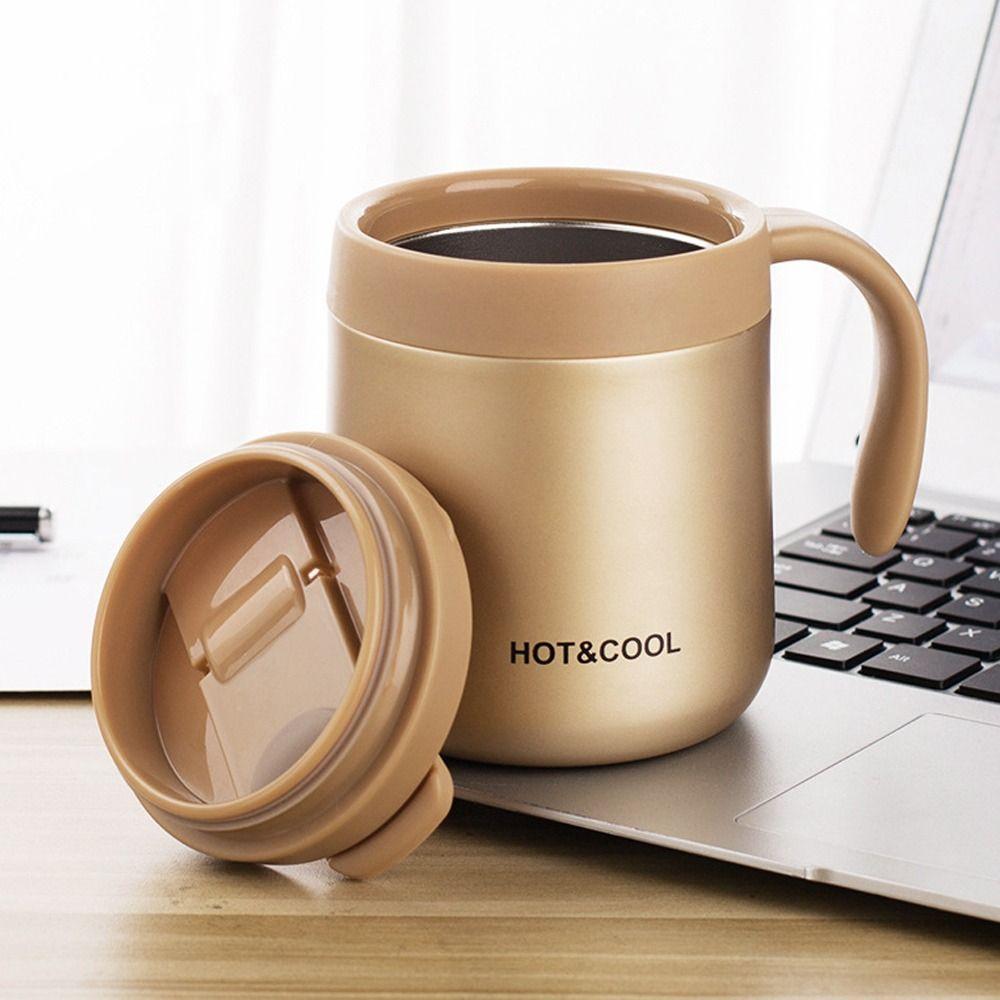 Wide-mouthed Insulated Cup Solid-color Thermos Cup Portable Coffee Cup  Car
