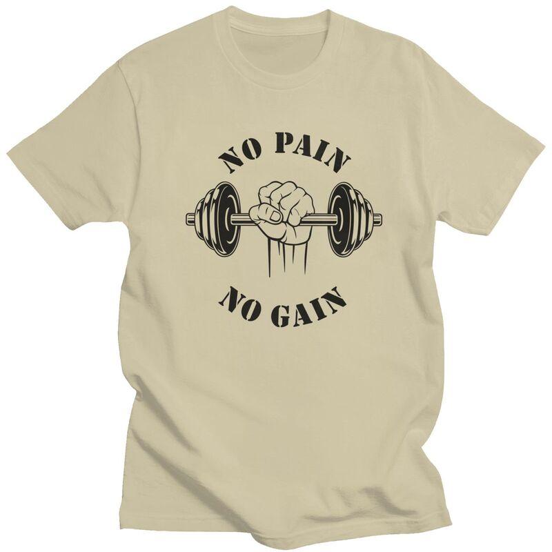 Custom No Pain No Gain T Shirt Men Short Sleeves 100 Cotton Tshirt Bodybuilding Fitness Gym Tee Tops Fashion Tshirts