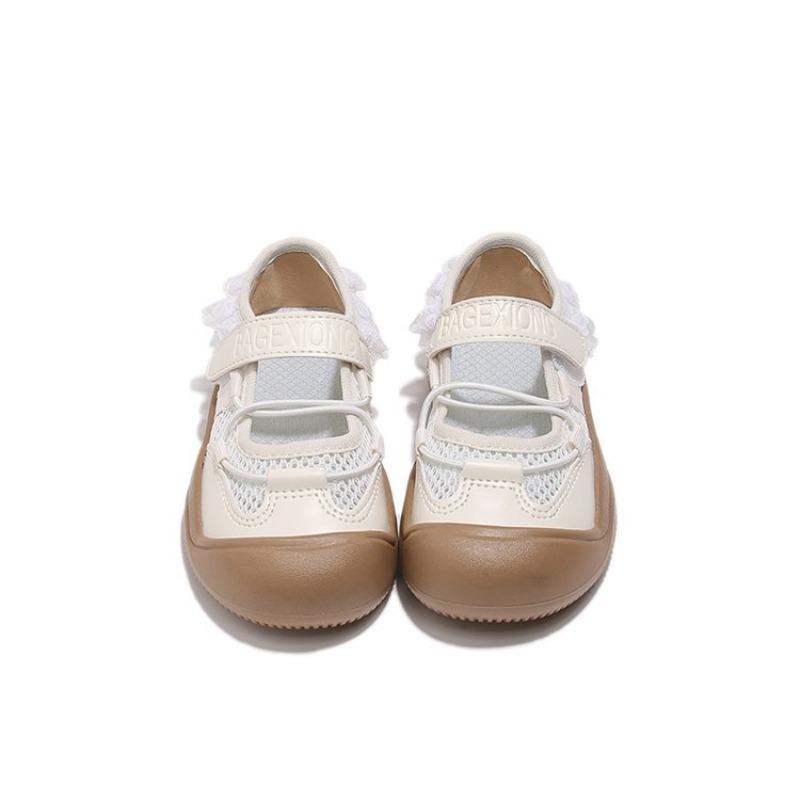 Summer Girls Ballet Style Sports Sandals, Breathable Mary Jane Dad Shoes Soft Sole with Hook-and-Loop for Kids