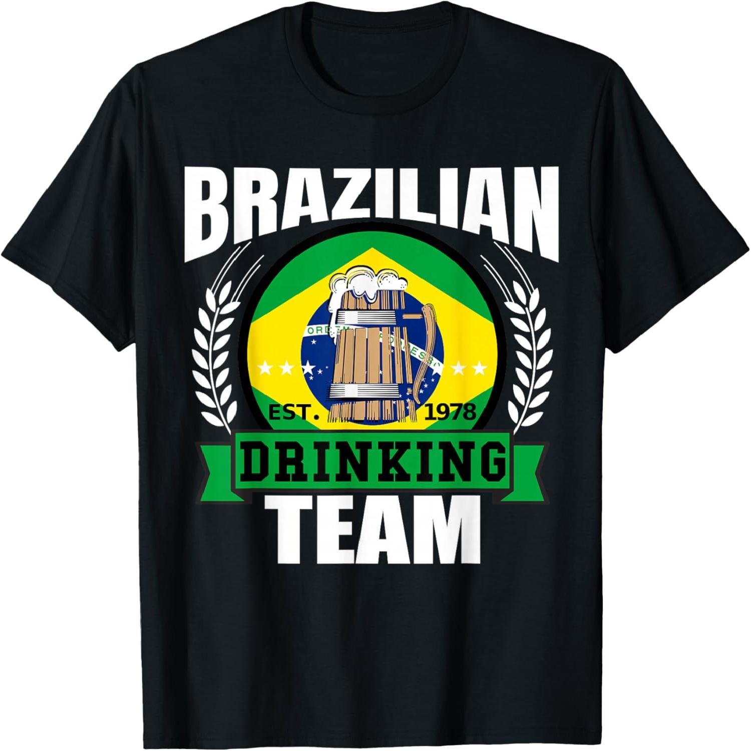 Brazil Drinking Team Funny Brazilian Flag Beer Party Gift T-Shirt S