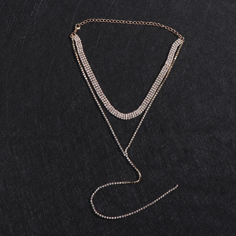 Fashion Tassel Sparkling Diamond Necklace For Girls Neck Clavicle Chain For Women Rhinestones Accessories Gift