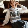 1011 autumn and winter new pure wool knitted vest women's round neck pullover color matching Fair Island jacquard base vest