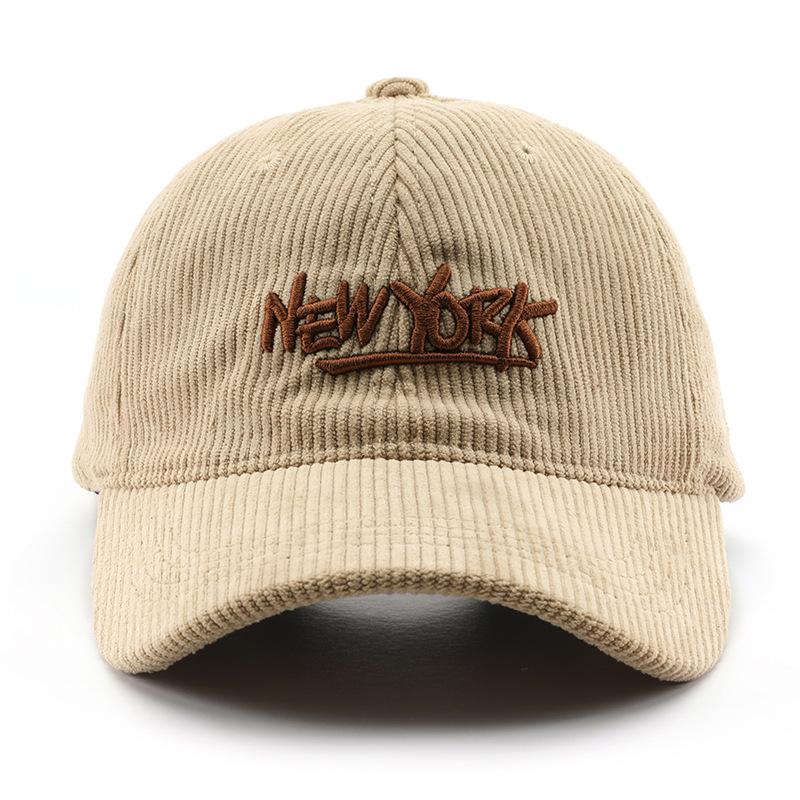 

Hat Corduroy Letter Embroidery Cap Outdoor Travel Sunscreen Shade Sun Hat бежевий