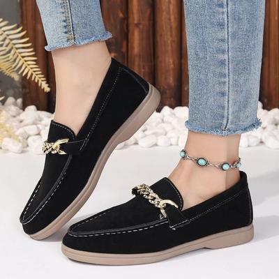 Fashion 2024 Fashion Women's Shoes Loafers Women's Flats High Quality Metal Decoration Office and Career New Slip-on Flat Low Heels