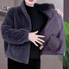 Winter Thick Faux Fur Coat Women Short Zip Up Cardigan Jacket Turn Down Collar Long Sleeves Cold Proof Outdoor School Outerwear