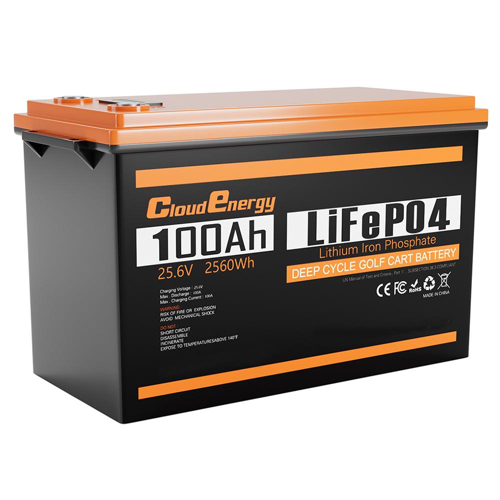 Cloudenergy 24V 100Ah LiFePO4 withBattery Pack, 2560Wh Energy, 6000+ Cycles, Built-in 100A BMS, Support in Series/Parallel