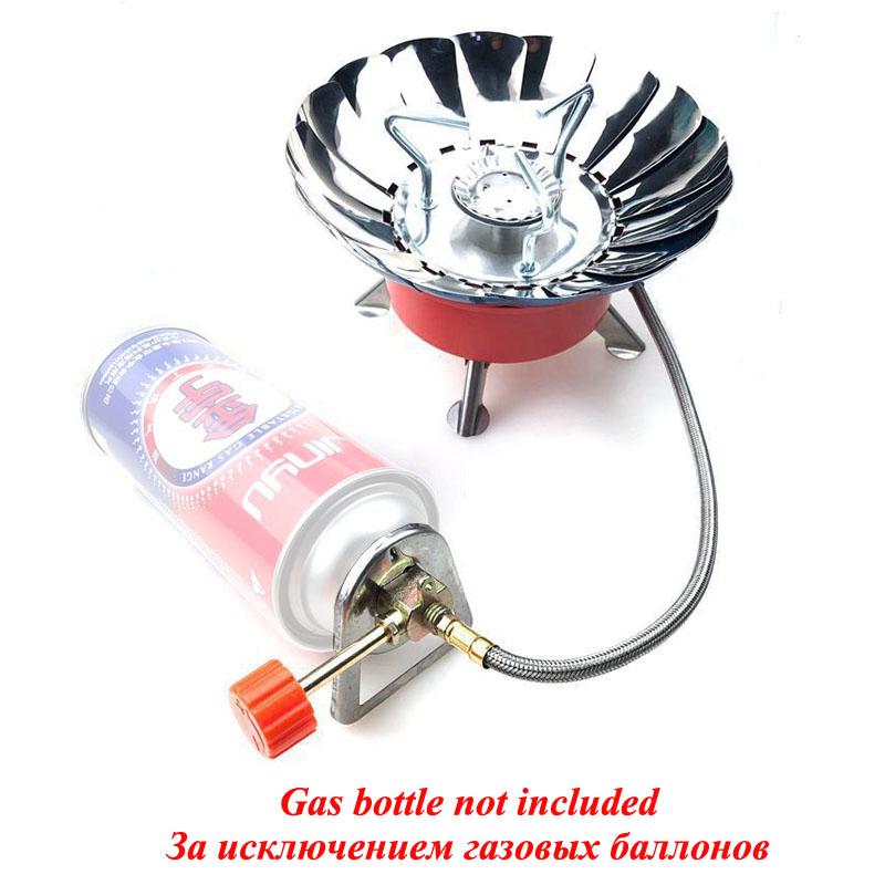 Outdoor Mini Portable Folding Heater Camping Lotus Burner Kitchen Cooker Heating Foldable Furance Head Card Gas Stove Wind Proof