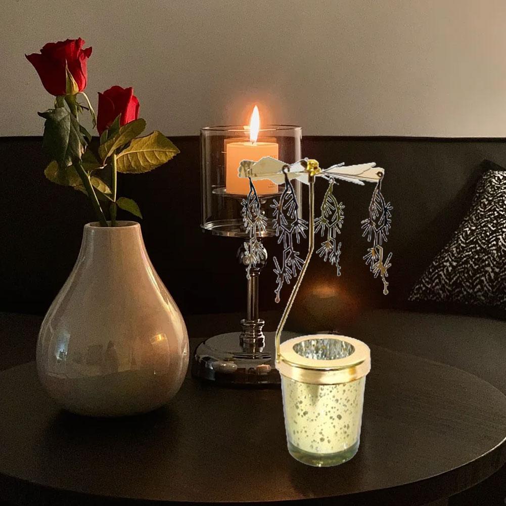 

Металлический вращающийся карусельный подсвечник для чайной свечи ветряная мельница украшение стола элегантность Rota L9D4 snow-1set