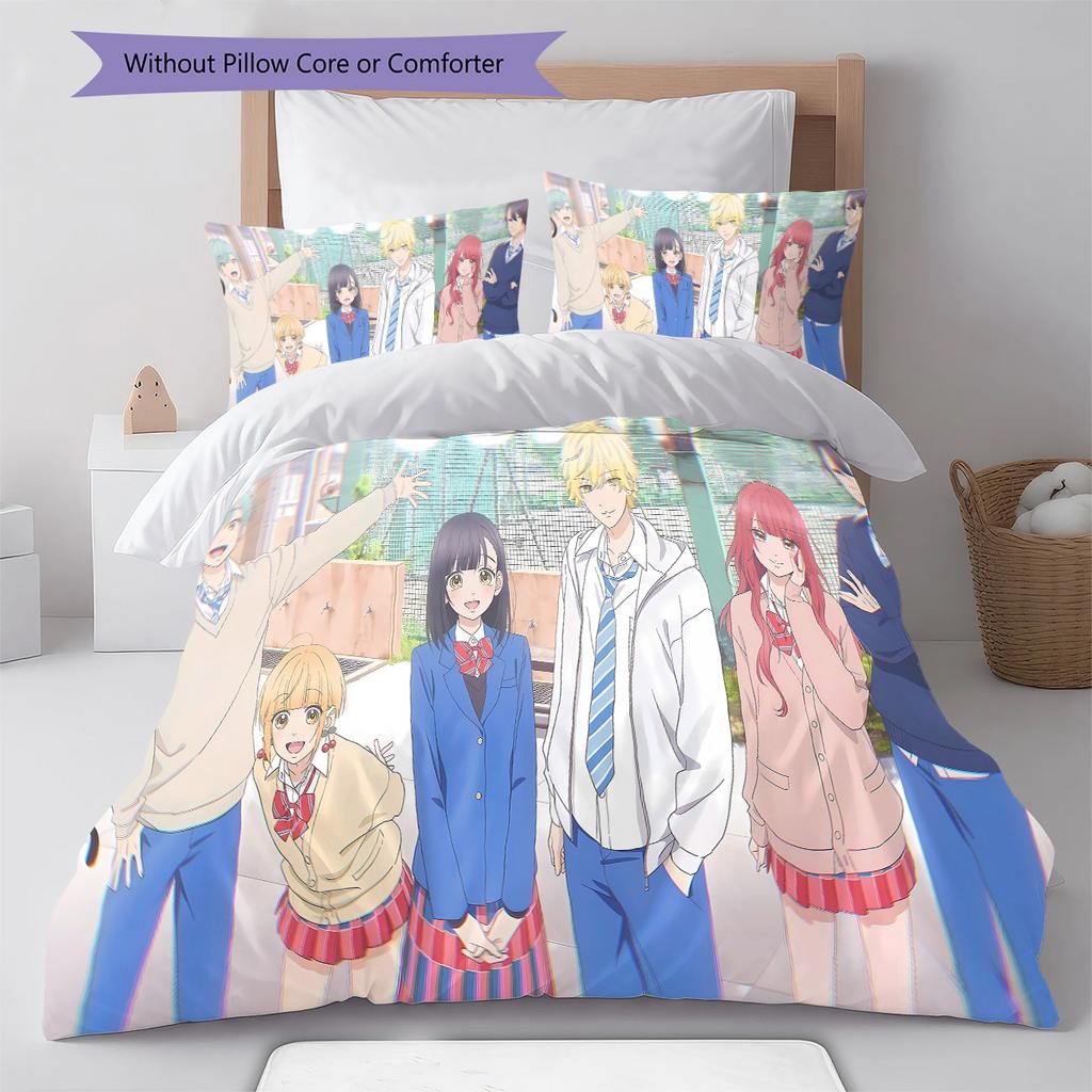 Honey Lemon Soda Pattern Bedding,Quilt Set Quilt Cover Pillowcase Home Birthday Gift (1 * duvet cover + 2 * pillowcase, without core)