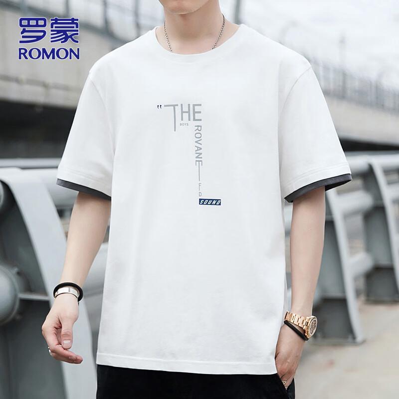 ROMON Men's Summer Thin Cotton Loose Crew Neck T-Shirt