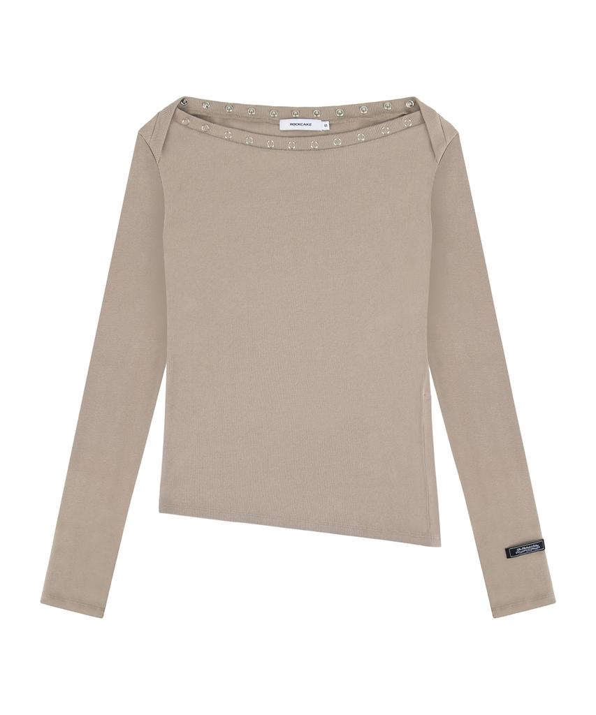 ROCKCAKE Snap Button Unbalanced Top - Beige