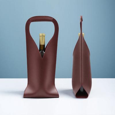 Wine Gift Bag Reusable Leather Wine Tote Carrier Double Layer Champagne Beer Gift Bags Carrier for Birthday Bridal Showers
