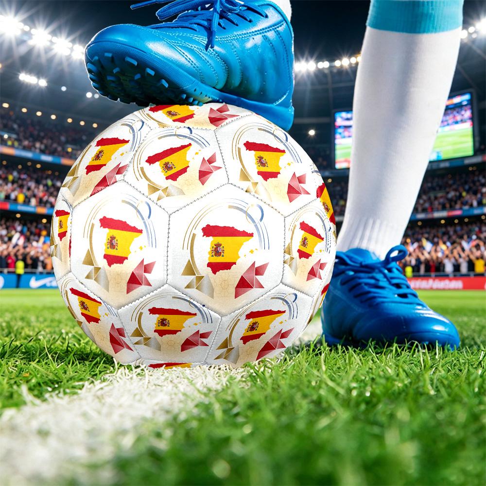Spain Football Printed Size 5 Soccer Ball Wear Resistant Standard Adult Training Football Fan Gift for Indoor Outdoor Match Sports