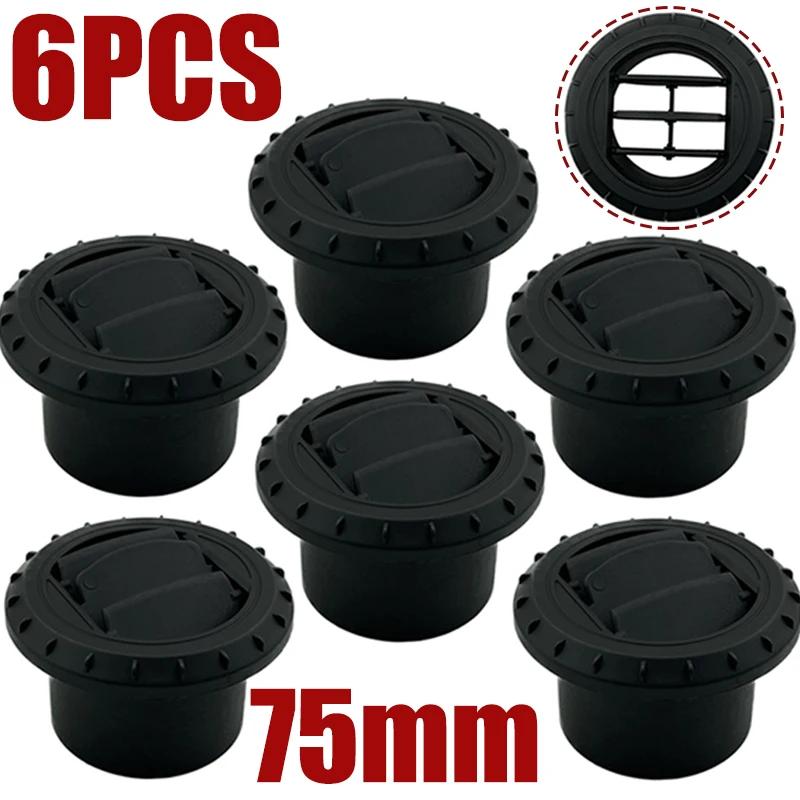 6X 60mm 75mm Air Vent Deflector Outlet Louver Rotatable Diesel Parking Heater Air Conditioner Round For Car Truck VAN Camper