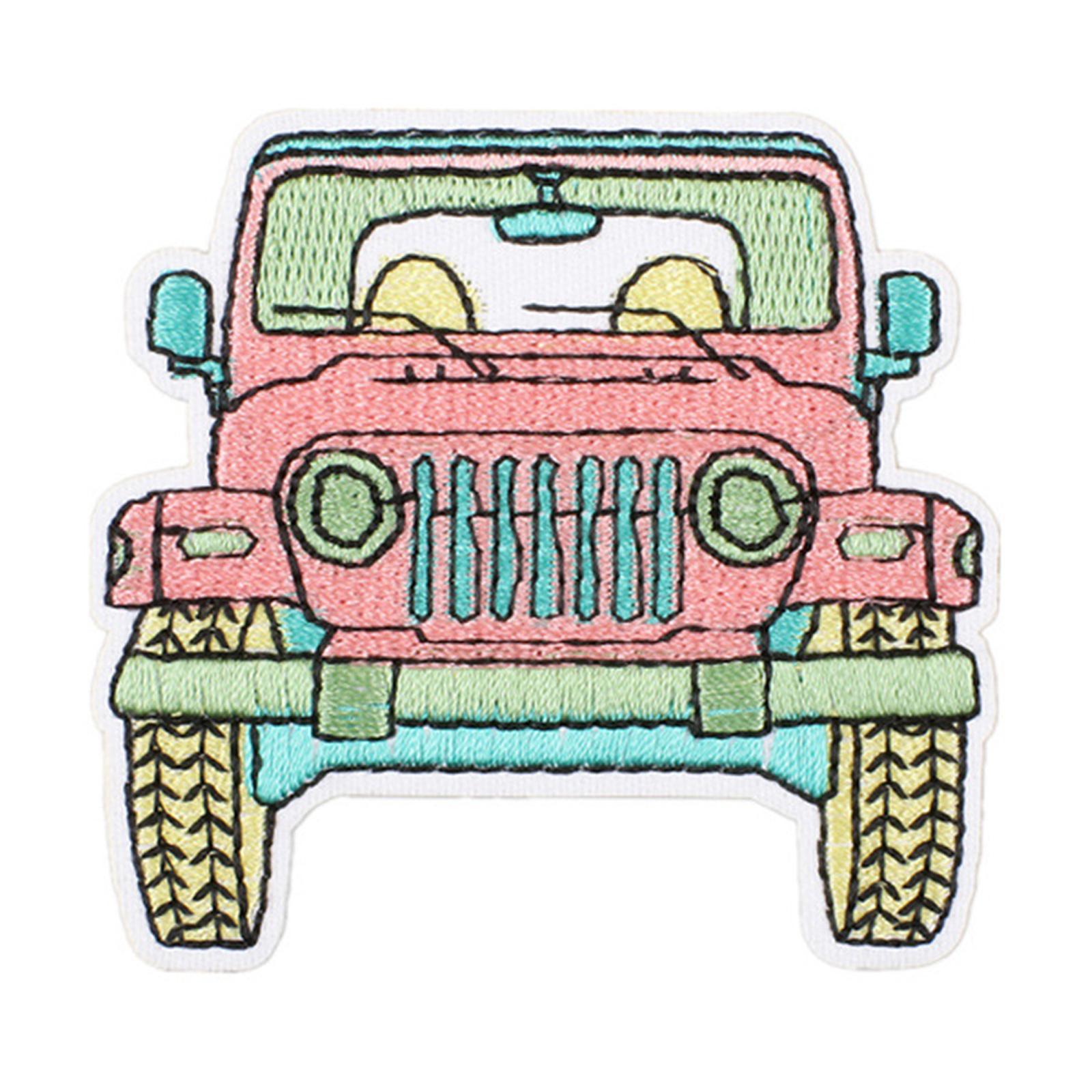 Cartoon Bus Repair Patches Sew On/Iron On Patches Flowers Embroidered Patches Applique Patches for Backpacks Decorations 14