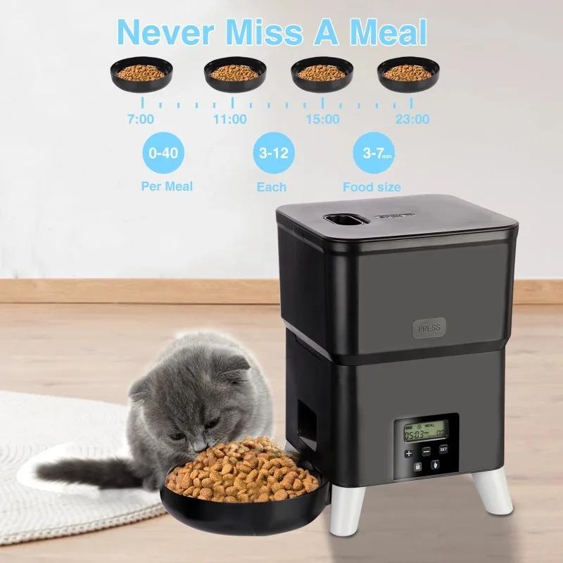 Automatic Pet Feeder, 2L Timed Pet Dry Food Dispenser for Cats & Dogs, Programmable Portion Control, Dual Power Supply.