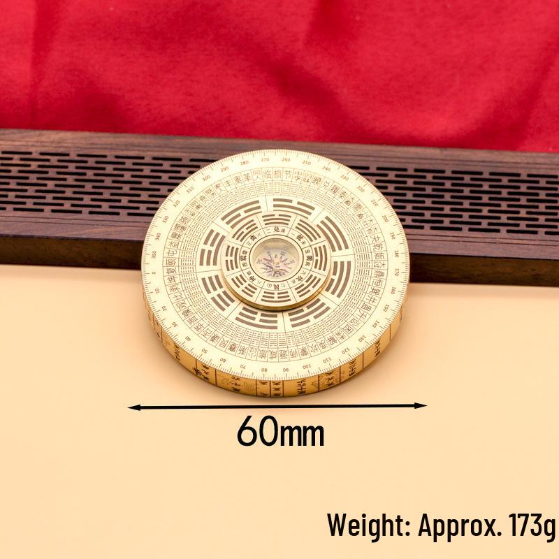 Portable Brass Precision Compass & Rotatable Eight Trigrams Gyroscope Ornament for Travel and Home