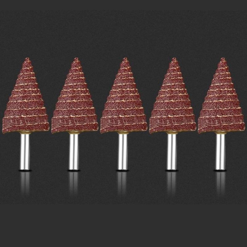 Vielseitige 5 Stück Kegelförmige Schleifpapier Entgratungs-Schleif-Polier-Lamellenschleifscheibe Schleifkopf für Tieflochpolitur