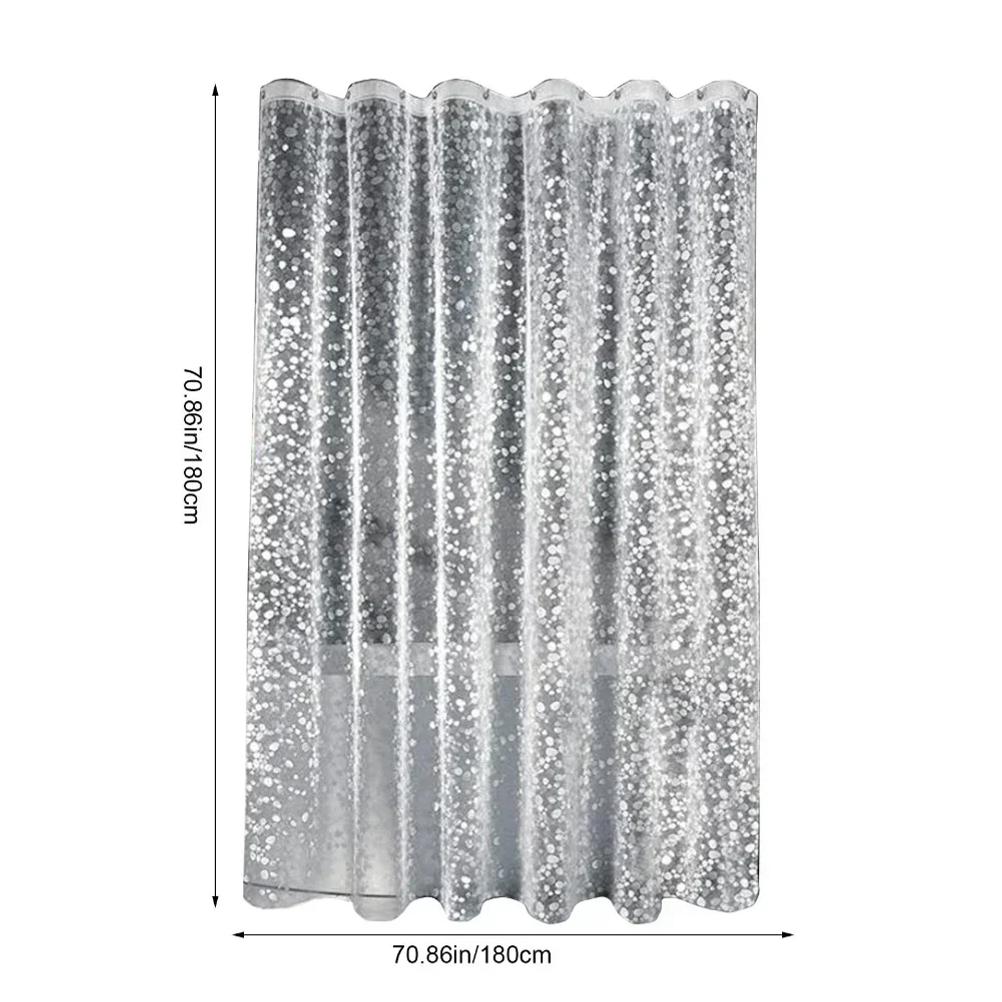 Bathroom Shower Curtain Transparent Lining Waterproof Bathtub Bathing Cover PEVA Mildew Proof Cobblestone Curtain with Hooks