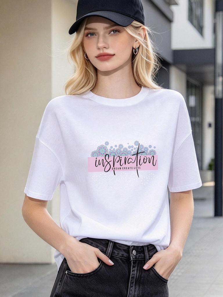 Trendy Casual Print T-shirt Soft Comfortable Short Sleeve All-match Daily Wear Tops for Couple