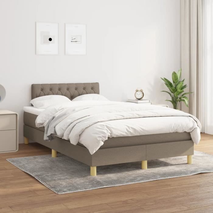 3140845 vidaXL Divan Bed with Mattress Taupe 120x200 Cm Fabric