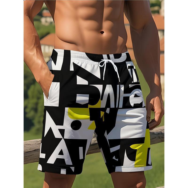 Men's Quick-Drying Geometric Print Swim Trunks