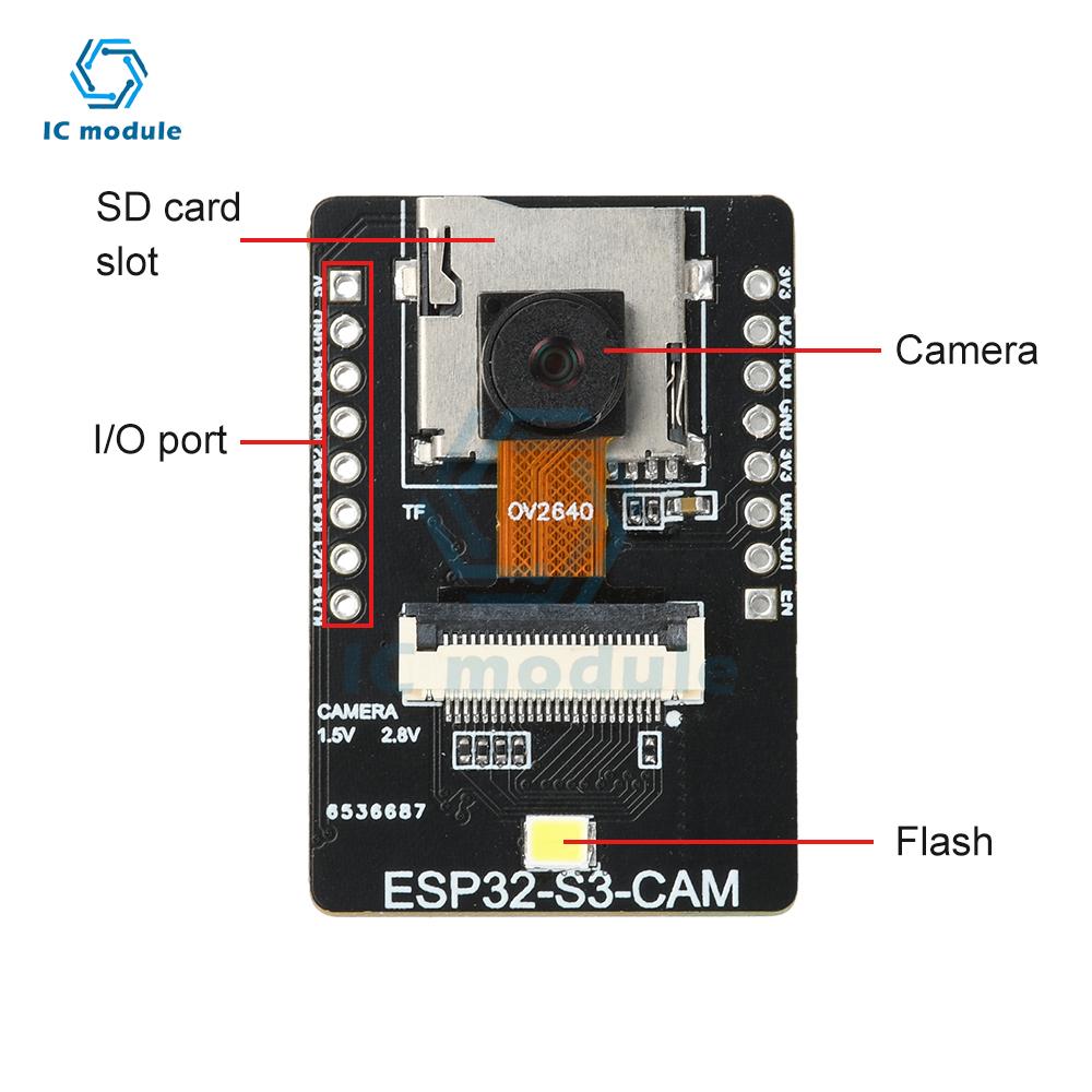 Moduł Wizyjny AI ESP32-S3-CAM WiFi Bluetooth z Interfejsem Typu C do Detekcji Twarzy i Rozpoznawania Kolorów