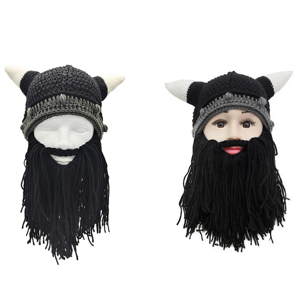 2 PCS Funny Knit Beard Mustache Beanie Hat Winter Fall for Parent-Child Cosplay