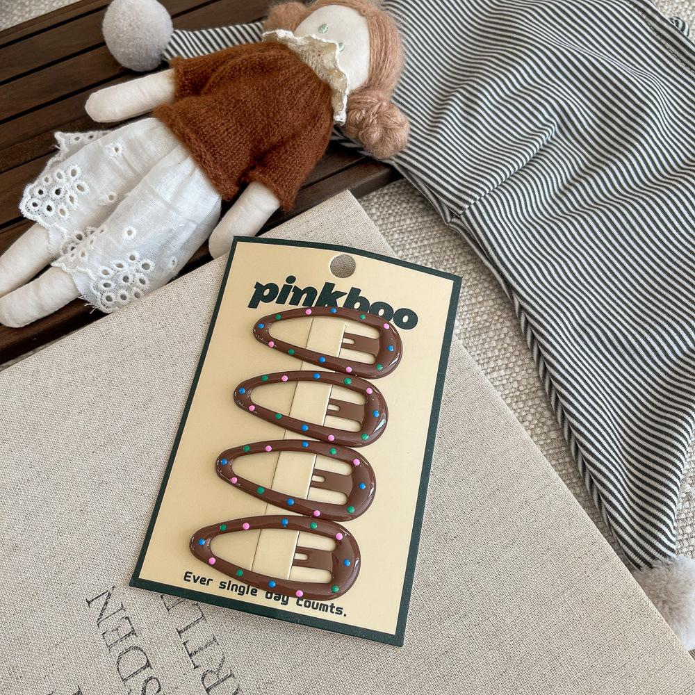 4pcs Multicolor Polka Dot Water Drop BB Clip Children's Hairpin Barrettes Headwear Hair Clip Hair Accessories Bangs Side Clip