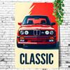Racing Car Retro Style Metal Decorative Painting for Garage Room Decor