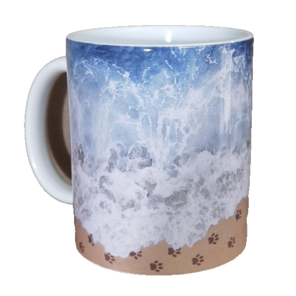 Pet Footprint Beach Ocean Ceramic Coffee Mug