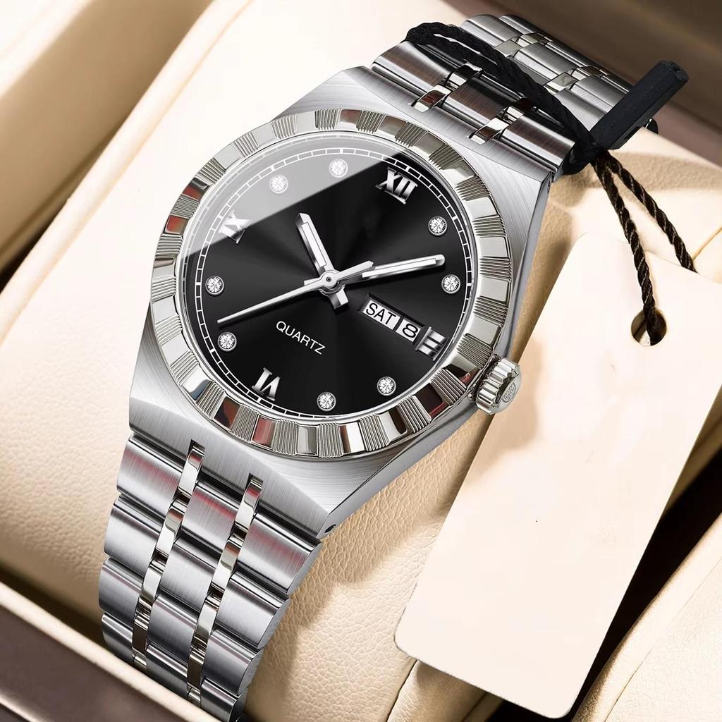 Women Quartz Watch Luminous Waterproof Week Date Wristwatch Stainless Steel Watches