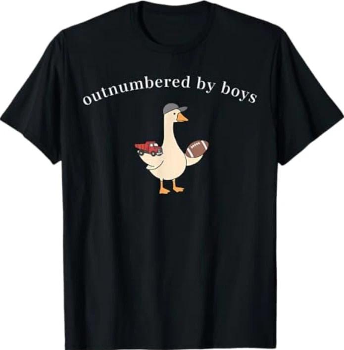 Outnumbered By Boys Funny Mom Goose Family Life Tshirt S
