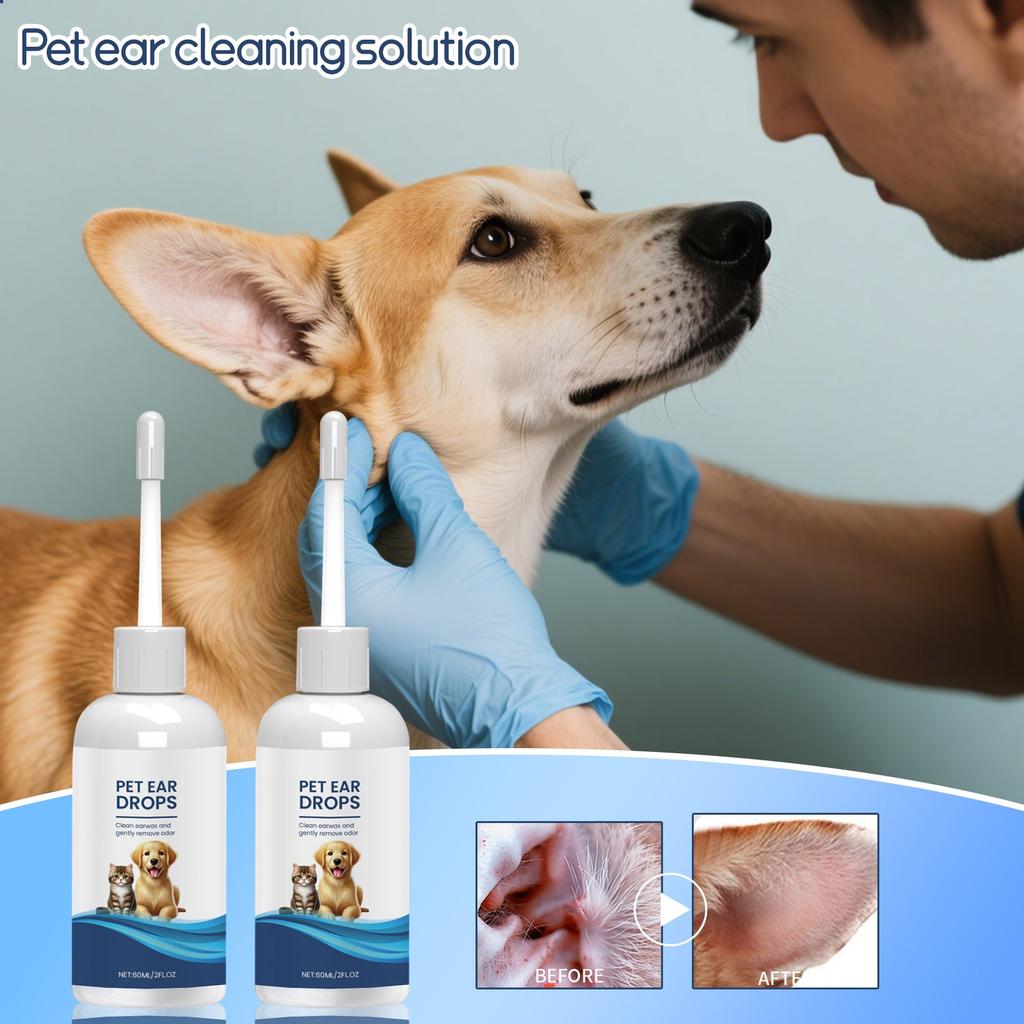 Köpekler ve Kediler İçin Evrensel Kulak Temizleyici, Yatıştırıcı Kulak Temizleyici Koku Rahatsızlığını Azaltır Evcil Hayvan Kulak Temizleyici, 60ML(1PC)