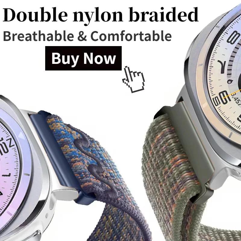 Geborduurd Nylon Bandje voor Samsung Galaxy Watch Ultra 47mm Armband Polsband Sport Ademend Riempje Galaxy Watch 8 Ultra 2026