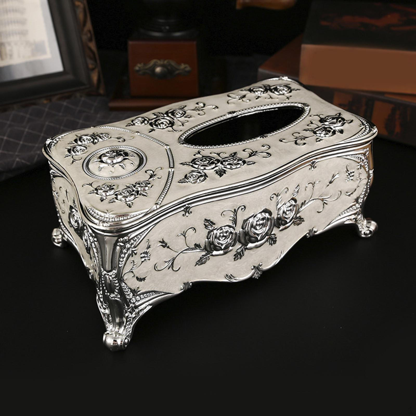 

Elegant Tissue Box Cover And Organizer Set for Home Decor срібний