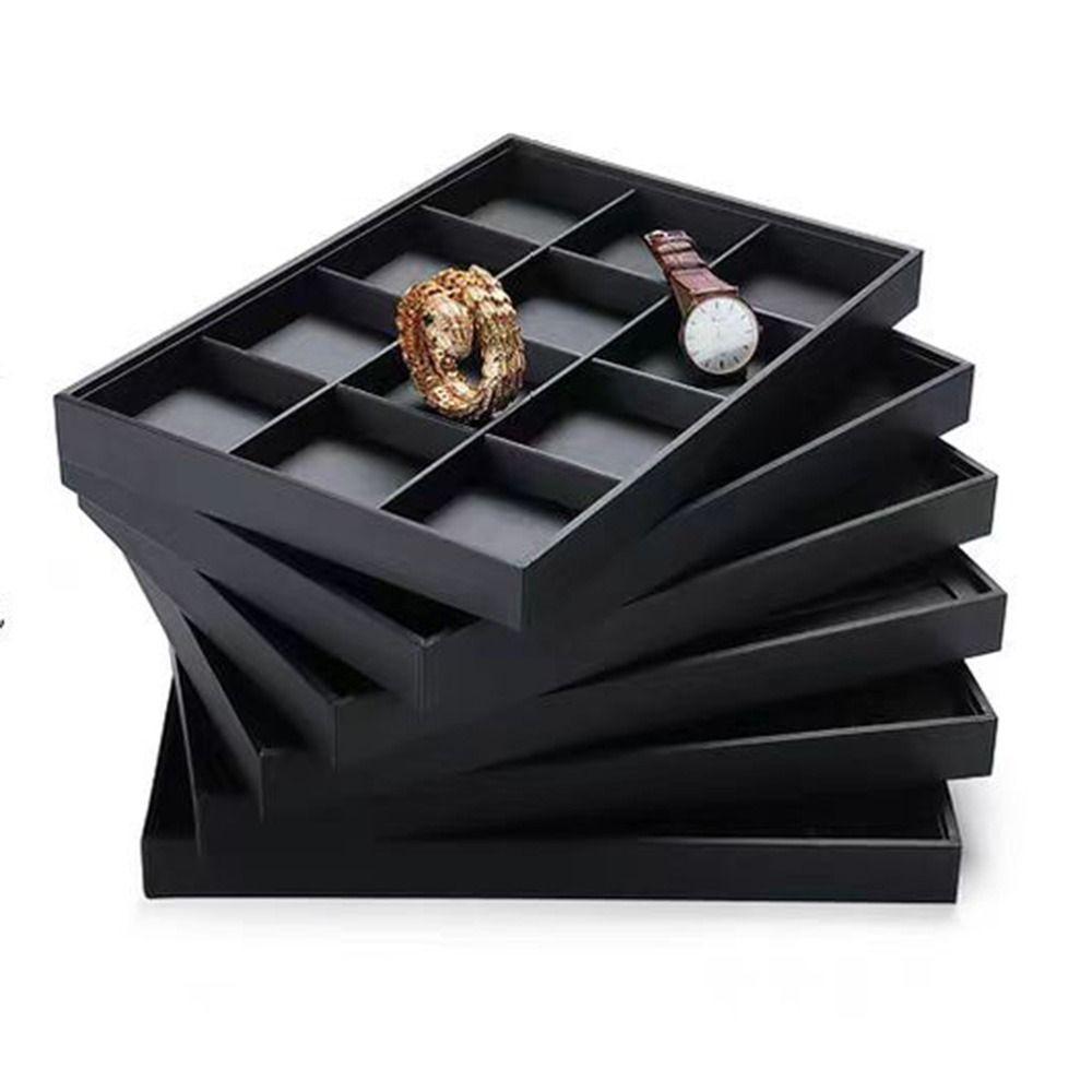 Multi Compartments PU Leather Jewelry Pallet Stackable Jewelry Drawer Inserts  Necklaces