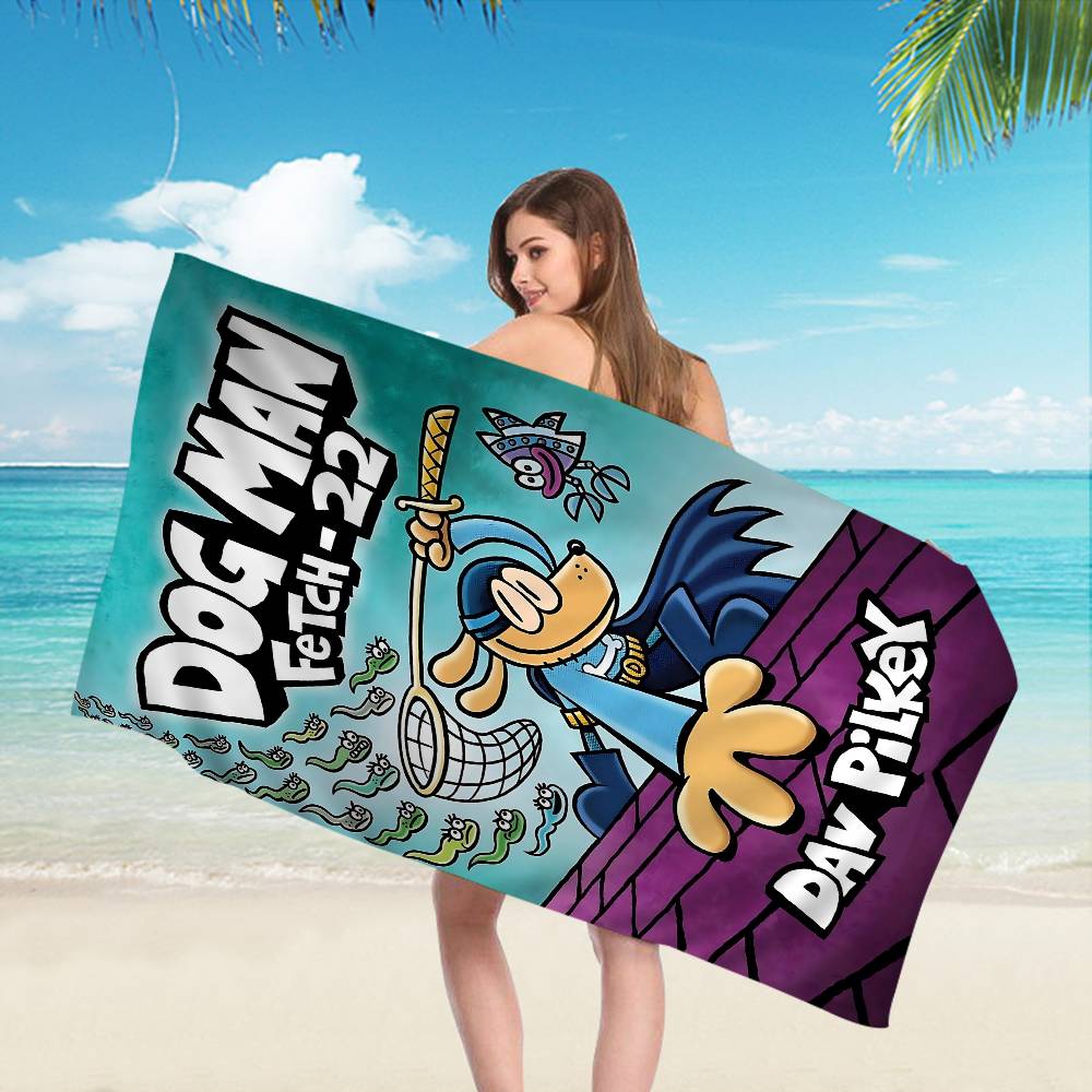 Cartoon Dog Man Microfiber Blanket Quick Drying Beach Towels Oversized Printing Super Absorbent Pool Towel Blanket