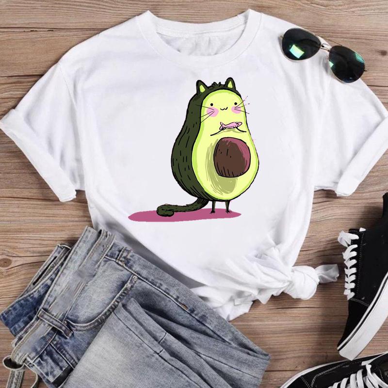 (Asian Size) Short Sleeve Print Cactus Trend Lovely Style Female T Clothing Summer Top Casual Ladies Graphic Tee Women's Fashion T-shirt