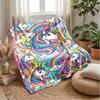 Fantasy Unicorn Rainbow Theme Blanket Lightweight Warm Flannel Blanket Decorative Throw Blanket for Home Decoration