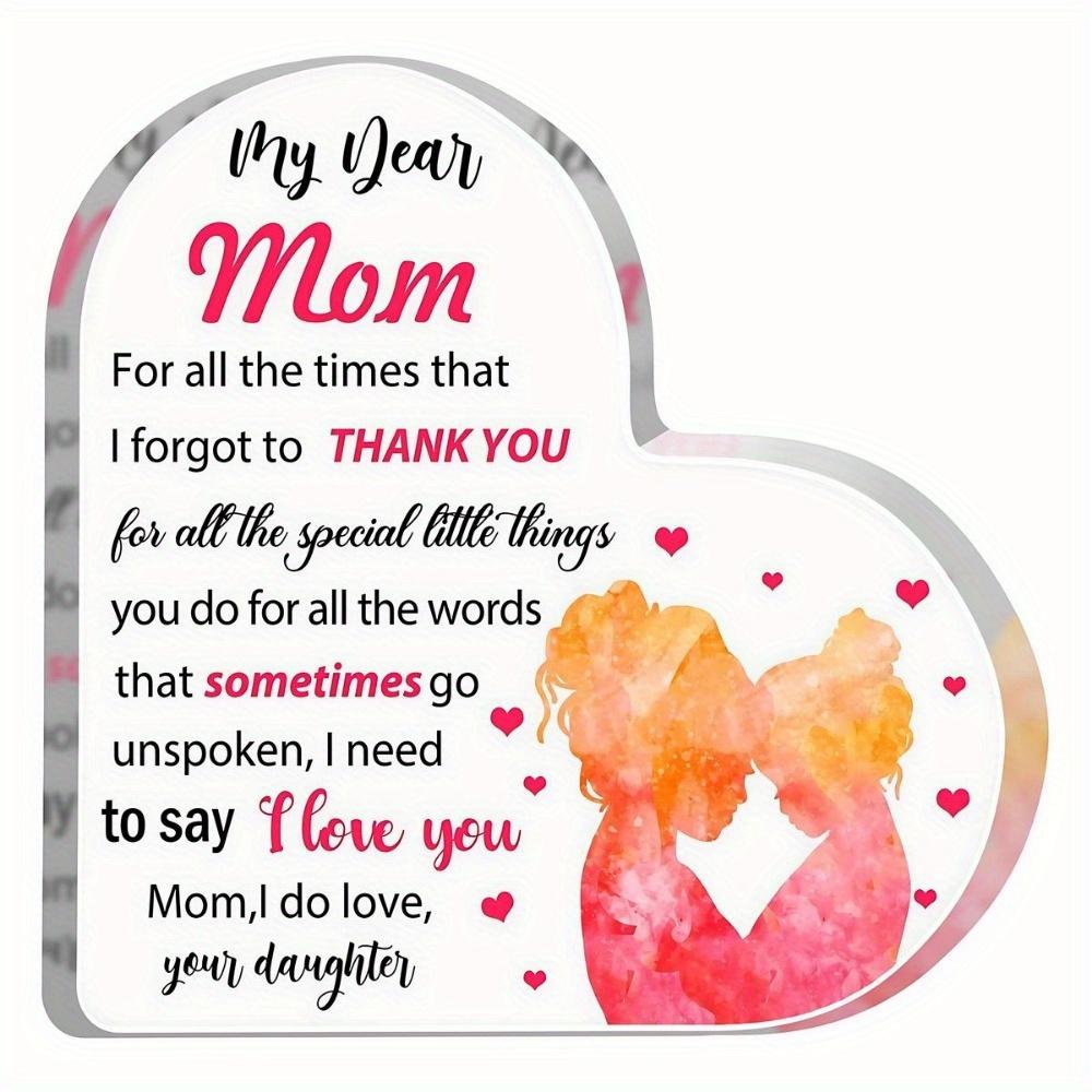 Mom Heart Keepsake - Appreciation Plaque for Birthday, Christmas & Mother's Day
