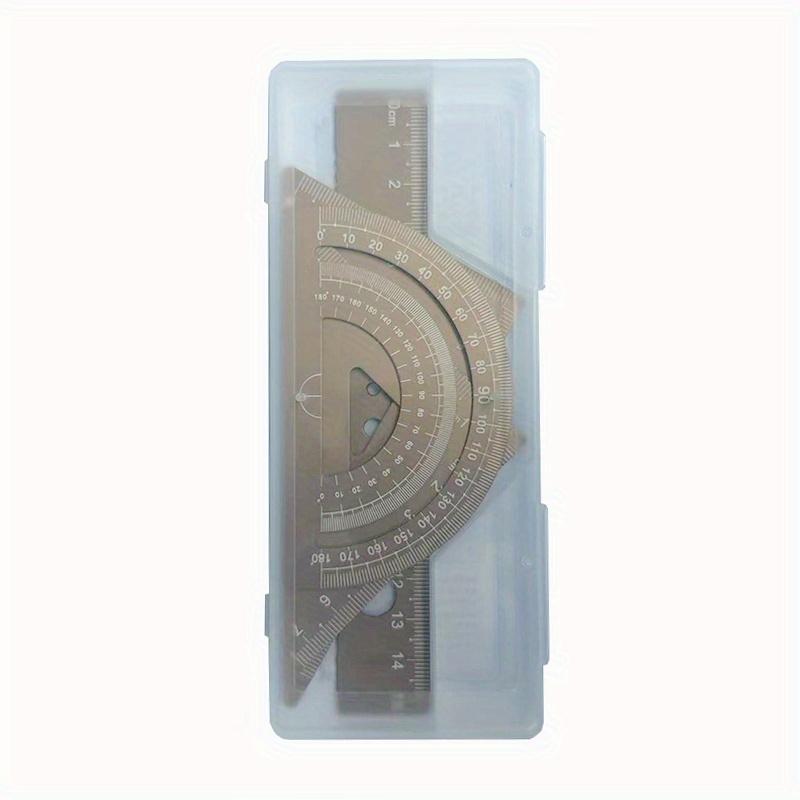 4pcs Customizable Metal Drawing Set with Storage Box, Student Measuring Ruler Kit, Multifunctional Set