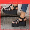 Roman Sandals Women Summer Thick Sole Pu Shea With Buckle For Casual Wear