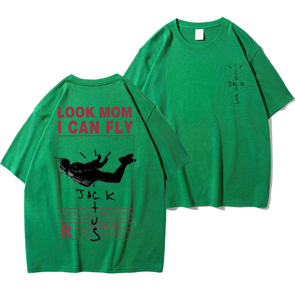 HOT SALE Street Cactus-Jack T-shirt Cotton Summer Men Women LOOK MOM I CAN FLY Tee ASTROWORLD Hip Hop Short Sleeve Tshirts