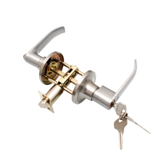 MaT store Replacement Door Knob, Lockable Door Lever Handle for Bathroom, Toilet, and Entryway