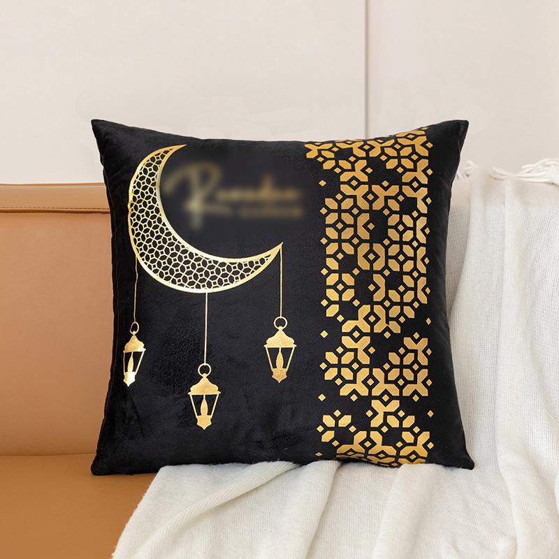 

Light Luxury Classic Golden Moon Hot Stamping Pillow Waist Black and White Hot Stamping Short Plush Pillow Cover Sofa Cushion 45 * 45Cm (Single Pillowcase Does Not Contain C