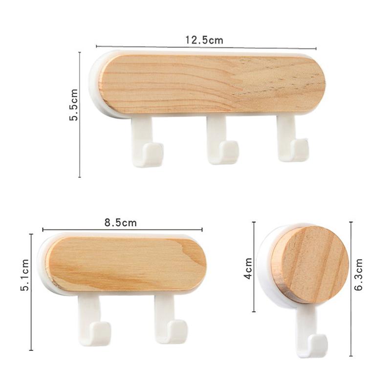 1Pc Self Adhesive Door Wall Hangers Hooks Abs Wood Hat Racks Key Hanger Kitchen Bathroom Home Wall Organizer Ornaments