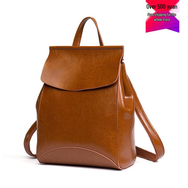 2026 Women's Fashion Cowhide Backpack: European & American Style