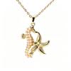 Personalized Ocean Series 18k Gold-Plated Hip Hop Necklace with Micro-Inlaid Diamonds for Women